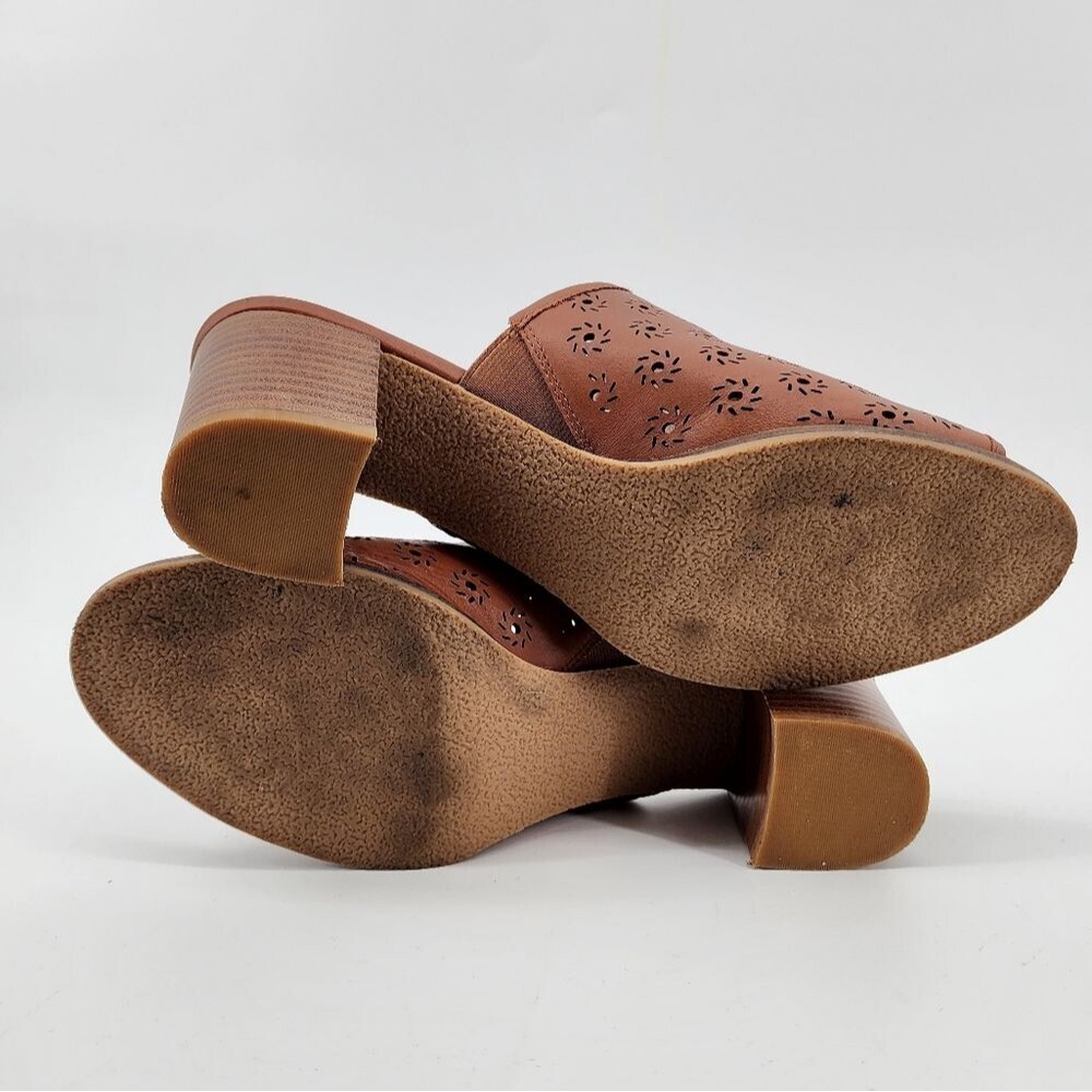 Jack Rogers Ronnie Mocha Perforated Heeled Mule Slides - Picture 9 of 9